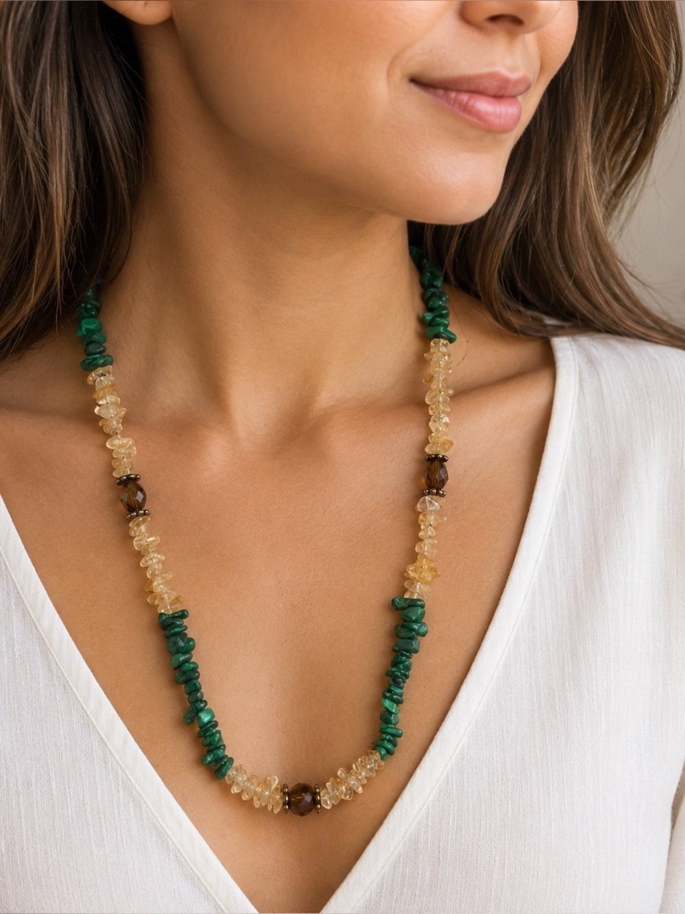 Southwestern Retro Malachite Crystal Necklace Statement Vintage